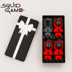 Squid Game figürleri hediye kutusunda.