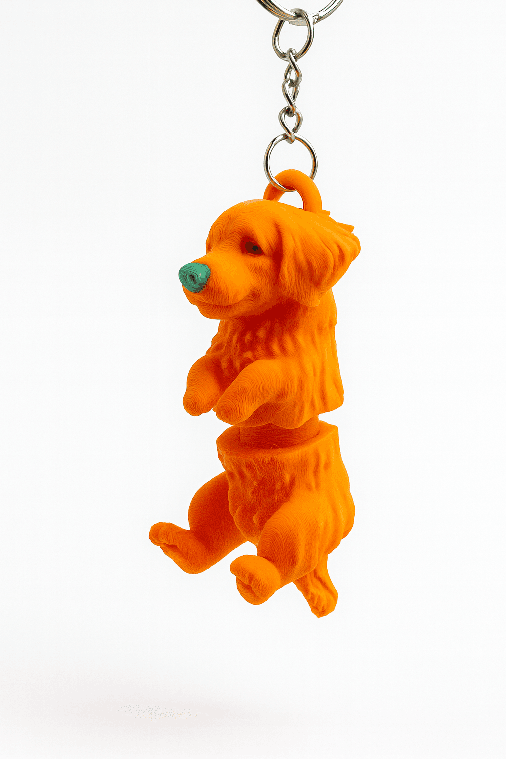 Turuncu köpek anahtarlığı asılı.