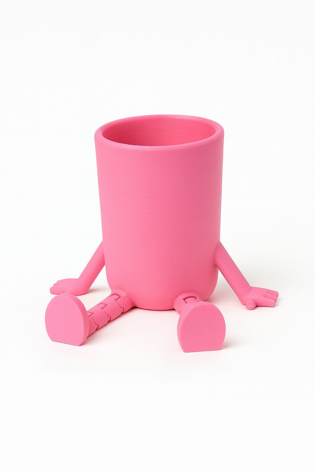 3D Baskı Oturan Obje – Pembe Dekoratif Saksı ve Kalemlik